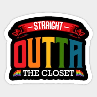 LGBT - Straight Outta The Closet - Gay Pride Statement Rainbow Sticker